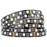 BTF-LIGHTING 5050 RGBW RGB+Cool White(6000K-7000K) 4 Colors in 1 LED Tape Light DC12V 5m 16.4ft 60LED/m Multi-Colored IP30 Black 12mm PCB for Bedroom Kitchen Home Decoration(No Adapter or Controller)