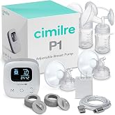 Cimilre P1 Portable Double Electric Breast Pump Kit | Rechargeable design, intuitive touch controls, BPA, BPS and phthalate free, compact for travel and daily use