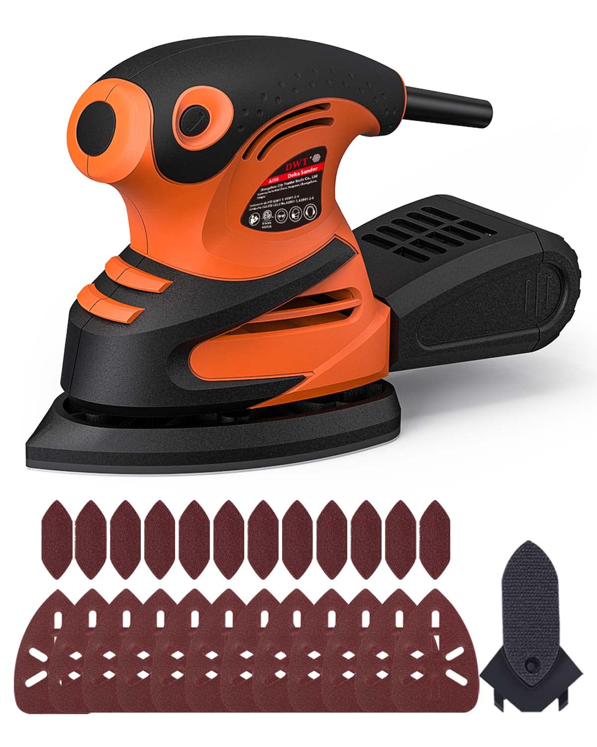 Photo 1 of DWT Detail Sander, 1.5A 15000 OPM Electric Sander with 24pcs Sandpapers, Efficient Dust Collection System & Detail Finger Attachment, Soft Grip Handle, Compact Hand Sander for Woodworking