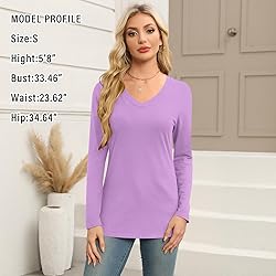 Elesomo Women Long Sleeve Tshirt V Neck Shirts