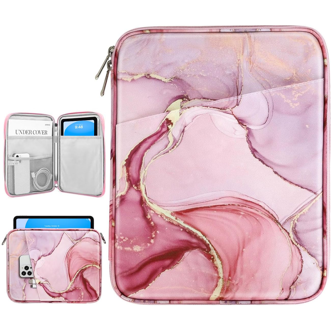 Dadanism 9-11 Inch Tablet Sleeve Bag Carrying Case for iPad (A16) 11th Gen 11", iPad 10th Gen 10.9" Air 5/4, i-Pad Air/Pro 11", i-Pad 9/8/7th, Galaxy Tab A9+ Plus 11", reMarkable 2 10.3", Cloudy Pink