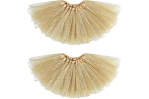 Century Star 2 Pack Sparkle Tutu for Toddler Girls Ballet Dance Skirt Princess Baby Kid Dress up Birthday Party 3 Layers 2-8T