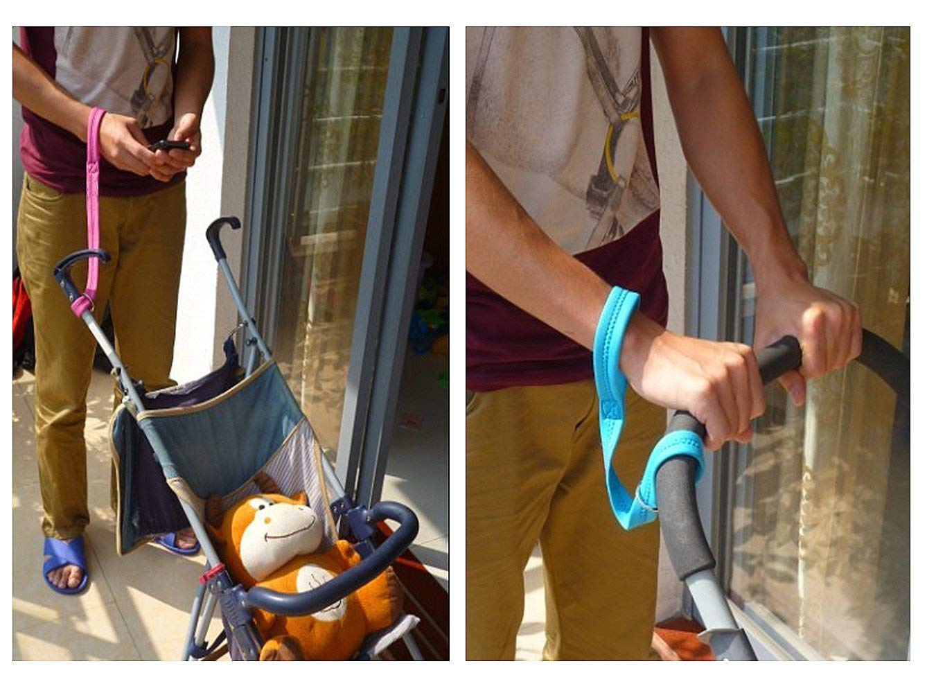 SYOOY 2 Pack Baby Stroller Safety Wrist Strap Adjustable Pram Wheelchair Hand Leash Black Retractable Adjustable Dog Leash Short Rope Safety Belt for Hilly City Street Walking