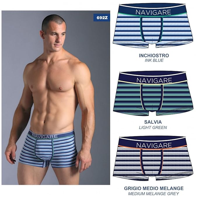title=OFFERTA 6 Boxer Uomo NAVIGARE 4/M/48-5/L/50-6/XL/52-7/XXL/54 elasticizzato 692Z-
