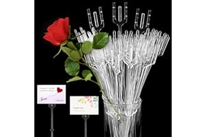 CCINEE 100pcs Plastic Floral Pick Card Holders Clear Fork Shaped Flower Place Card Holders Straight Head Clips for Wedding Bouquet Birthday Party Supply, 9 Inches