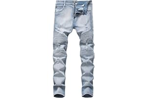 NEWSEE Boy's Moto Skinny Fit Ripped Distressed Stretch Fashion Denim Jeans Pants