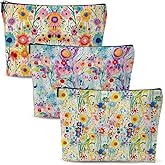 Cosmetic Bags for Women, Makeup Bag, Travel Toiletry Bag, Watercolor Flower Makeup Bags Set, Floral Appreciation Mothers Day Birthday Friendship Gifts for Women Girls Grandma Mom Bestie Nurse