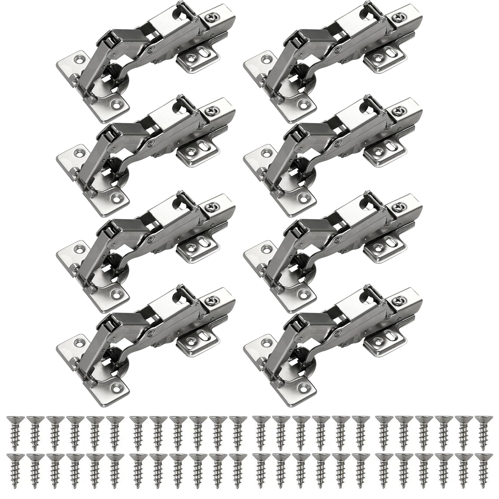 Bohaner 8 Pcs 165 Degree Kitchen Cabinet Hinges Soft Close Cupboard Door Hinges Folding Mute Cabinet Hinges with Fixing Screws Full Overlay Wardrobe Doors Hinge