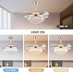 YPQXYHDA 36" Modern Fandelier Ceiling Fan with