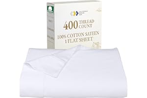 California Design Den Flat White King Sheets Only - Soft 400 Thread Count 100% Cotton Sateen, Cooling & Breathable Bed Sheets - Bright White
