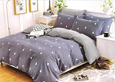 Louisiana Bedding Geometric Stripe Reversible Duvet Cover Set 100% Cotton 200 Thread Count Multi -Single