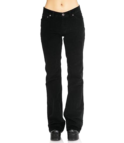 Schwarze Damen Cordhose mit Bootcut Schlag