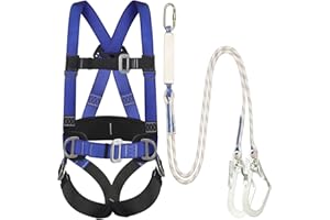 Full Body Safety Harness Tool Fall Protection Harness with D-Rings and Updated Comfortable Waist Pad Safety Harness Fall Prot
