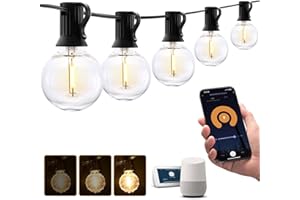 XMCOSY+ Patio Lights, Smart Outdoor String Lights 50Ft, G40 Globe Patio Lights with 25 Dimmable LED Bulbs, APP Control, Work with Alexa, Connectable Waterproof LED Outdoor Lights for Patio Porch