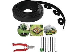 KBJALQ 30 FT Landscape Edging 2 Inch Tall with 30-Pack Spiral Nylon Anchoring Spikes and Scissors,Plastic Garden Edging Border for DIY Garden,Grass,Lawn Edging,Yard (30 FT)