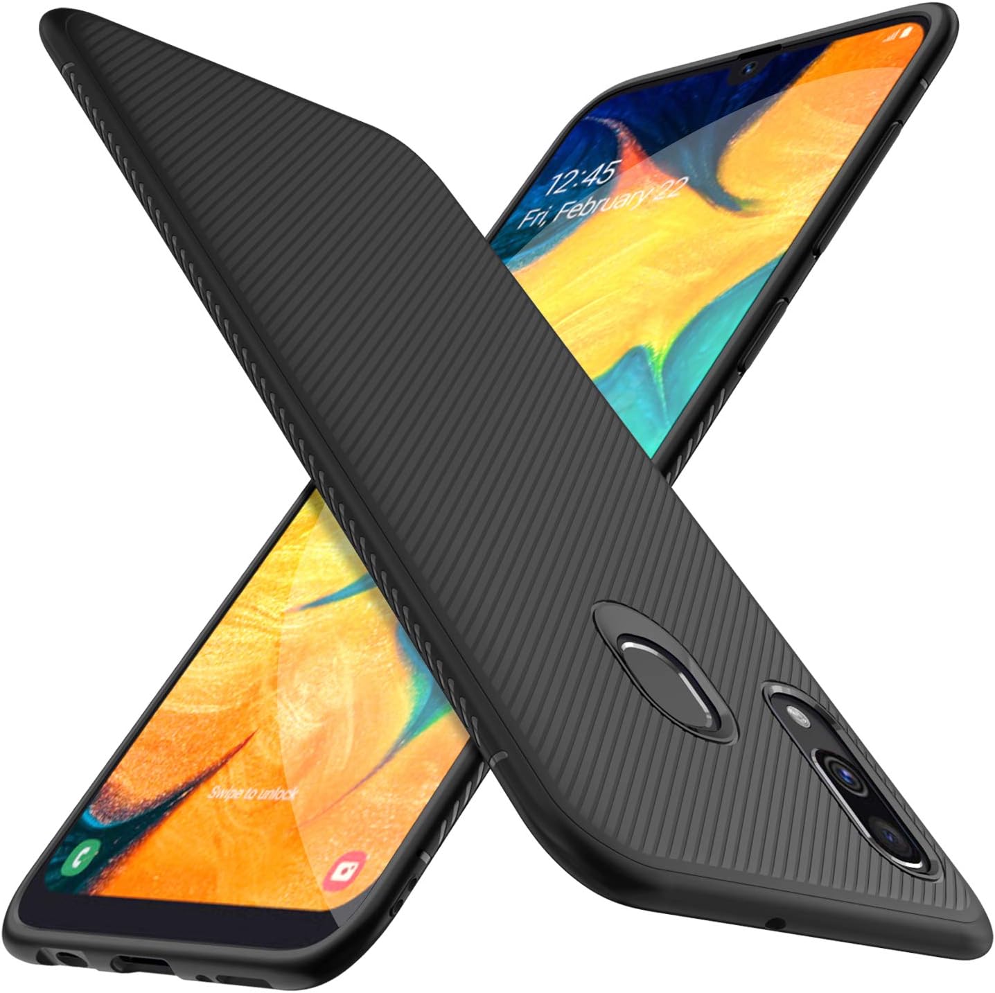 Galaxy A20 Case, GESMA Samsung Galaxy A20 Case, JS Scratch Resistant & Anti Slip Grippy Soft TPU Case for Samsung Galaxy A20 / A30 Phone (Black)