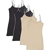 Active Basics Women's Camisole 8745 - 4 PACK: (2)BLACK(2)BEIGE, S