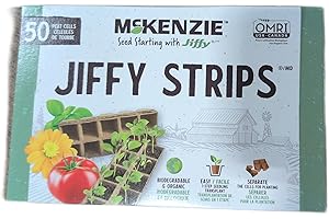 McKenzie Seeds Jiffy-Strips Plant Starter Cartons – 10 Cell Seed Starting Trays, Biodegradable Peat Pots, Refill Inserts for 