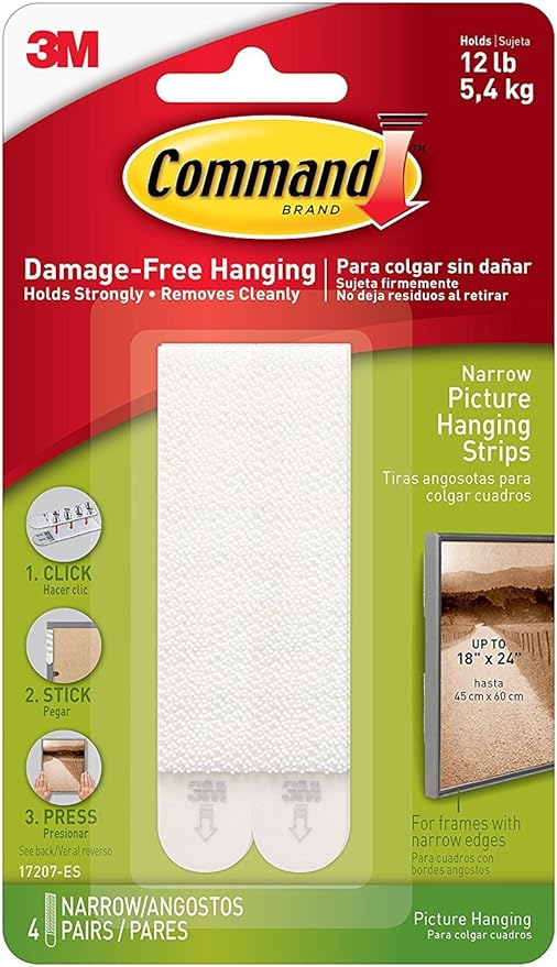 Command Tiras Estrechas Para Colgar Cuadros 4 Piezas Amazon