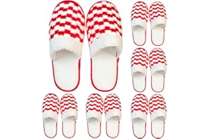 LILIGLORIS 6/10/12 pairs Spa Slippers for Guests, Washable Reusable Disposable Slippers for Women Men, Jacquard Fleece Closed-Toe Design for Hotel, Bathroom, Bedroom, Wedding, Travel, SPA Bulk Slippers for Guest Use
