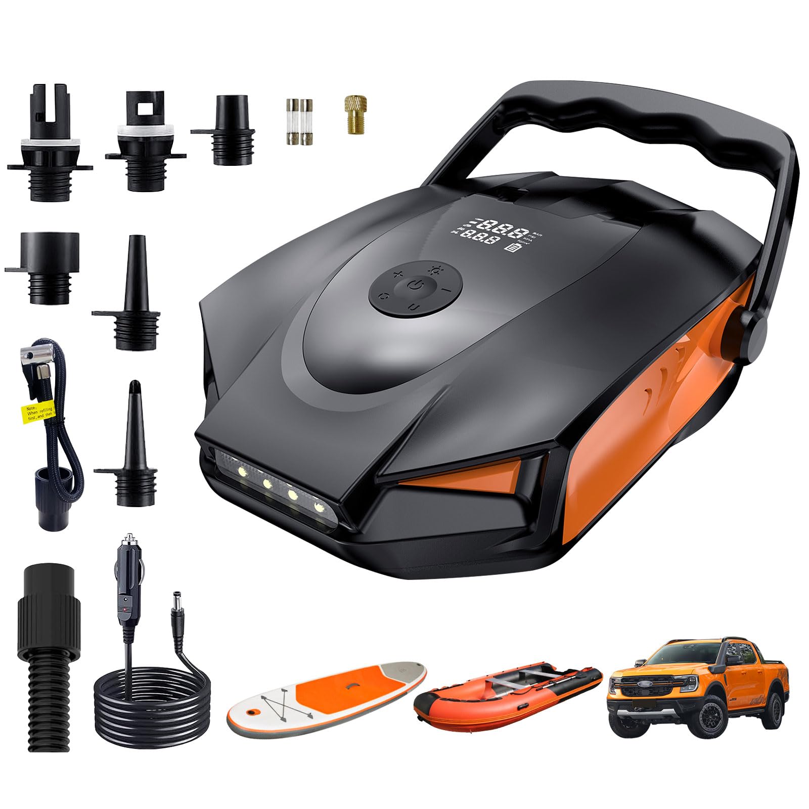 Photo 1 of 50PSI Paddle Board Pump Electric Portable, High Pressure Sup Pump - Dual Stage Inflation, Auto Shut Off and Deflate,12V DC Connector for Paddle Board/Car/Bicycle/Inflatable Bed (Battery Not Included)
