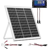VEVOR 20W 12V Solar Panel Battery Charger, Solar Battery Trickle Charger Maintainer with Intelligent MPPT Controller & Adjustable Mount Bracket, IP67 Waterproof for Car Boat RV Motorcycle Trailer