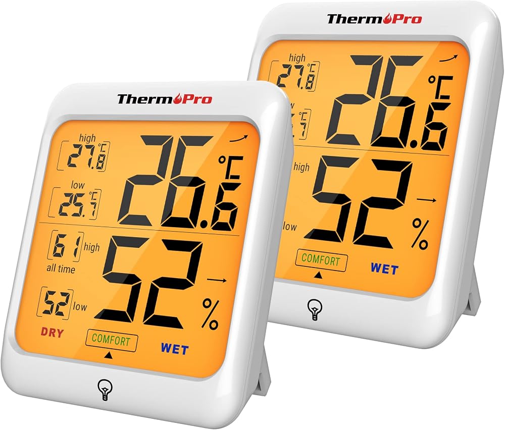 ThermoPro TP53 Hygrometer Indoor Temperature Humidity Gauge 2 Pack