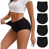 INNERSY Women's Seamless High Waisted Underwear No Show Panties Lightweight Full Coverage Briefs 4-Pack