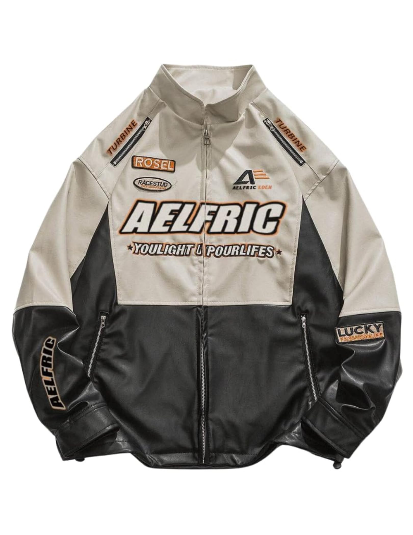 Photo 1 of Aelfric Eden Jackets Racer Racket Vintage Graphic Baseball Oversized Jacket Coats Streetwear Casual Comfy Soft Warm Coats