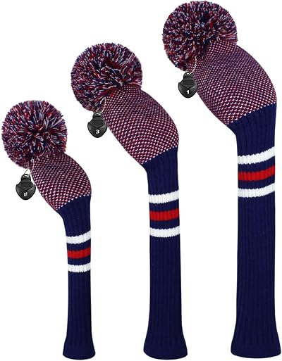 Scott Edward Knitted Golf Club Head Covers 3Pcs Driver Fairway Hybrids