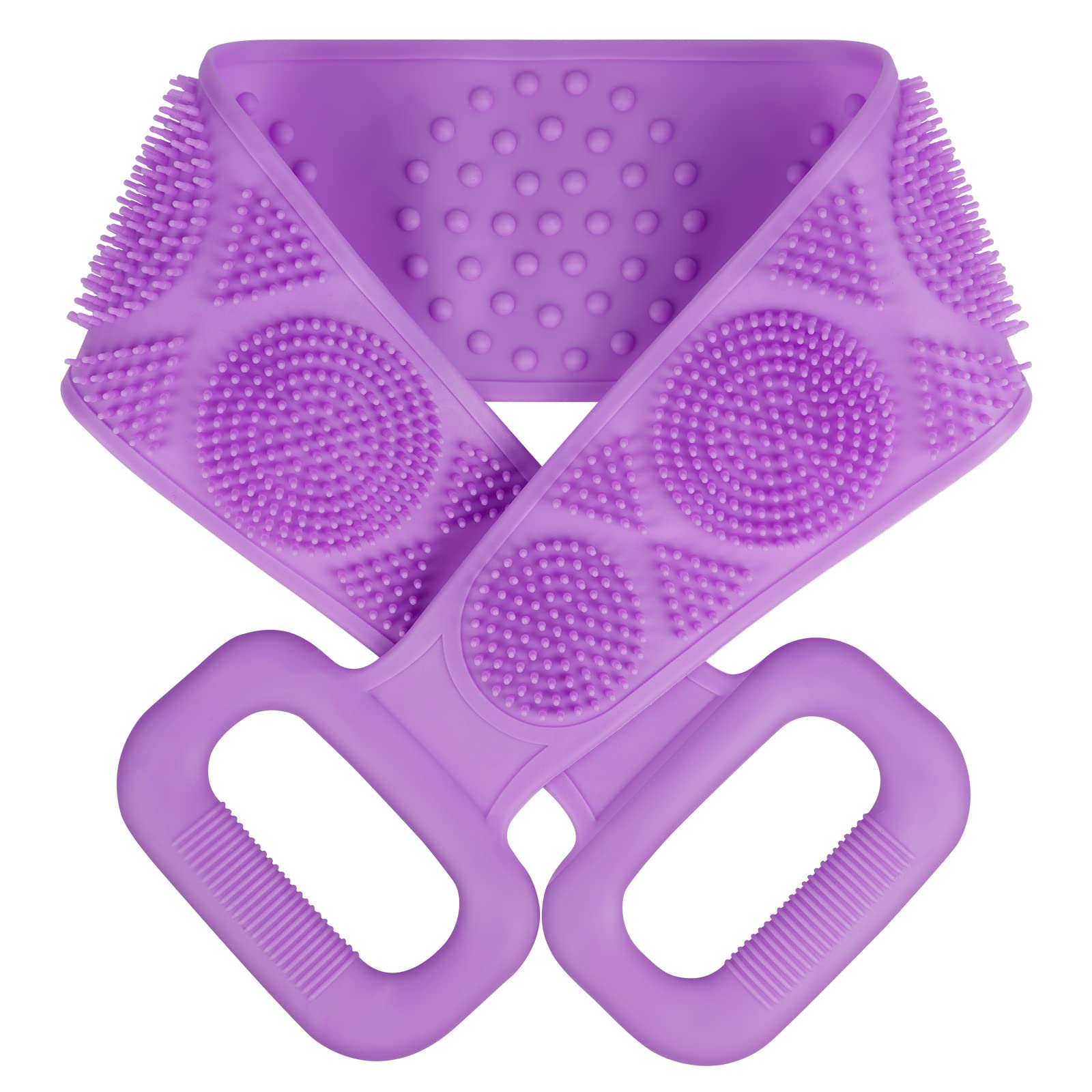 URAQT Body Brush Back Scrubber, Silicone Bath Shower Brush for Women and Man, Soft Exfoliating Body Scrubber with Massage Particles, Double-sided Use for Remove Dirt and Massage, Extended 70cm
