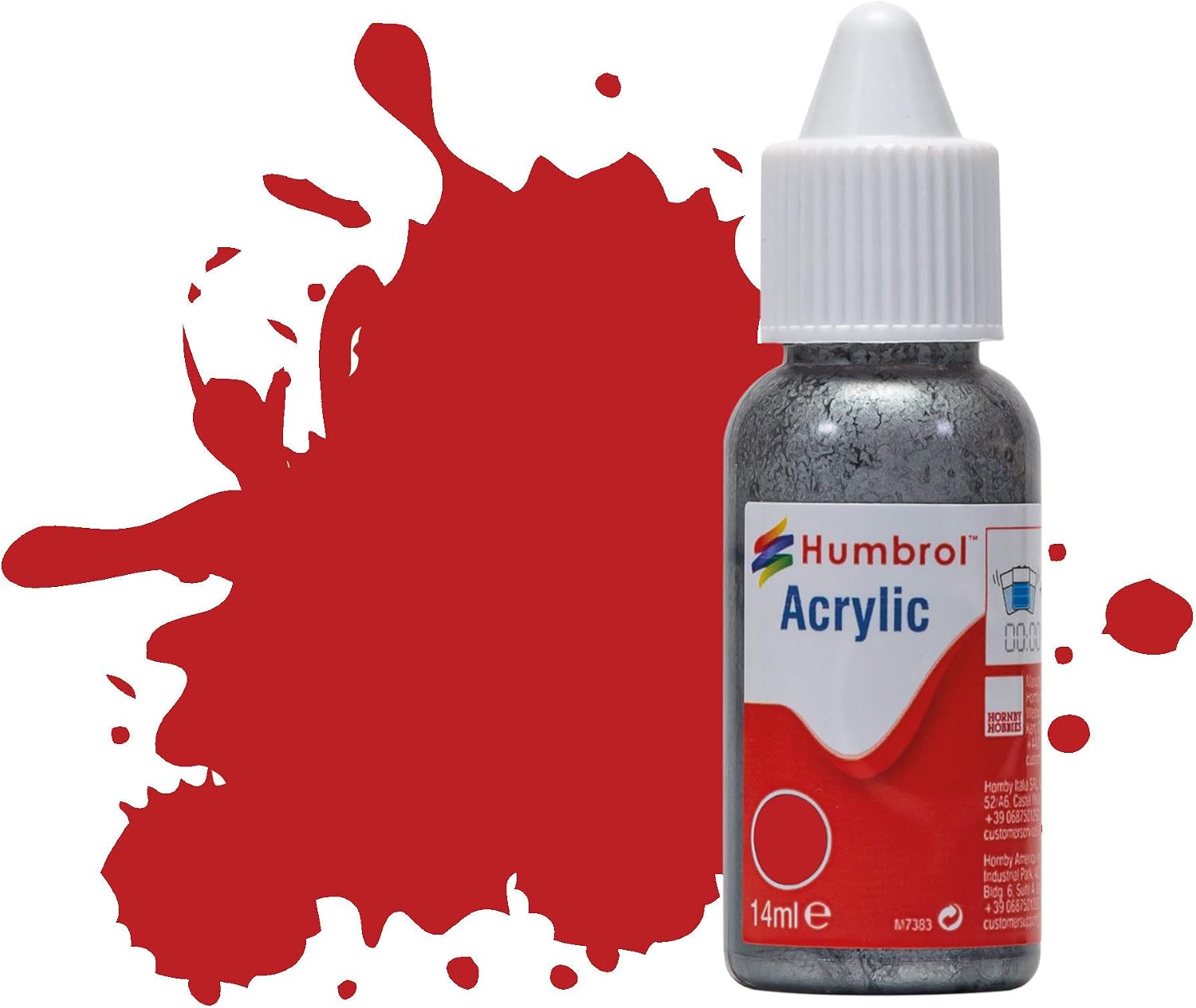 Greenhills Humbrol 14ml Bottle of Acrylic Dropper Paint Scarlet Matt DB0060 - C5179, No 60 Scarlet - Matt, 14 ml (Pack of 1)