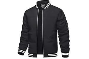 TACVASEN Men's Lightweight Jacket Casual Spring Fall Windbreaker Bomber Zip Up Coat With Pocket