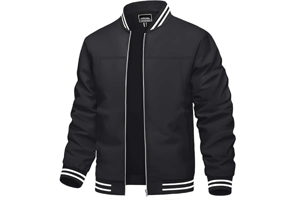 TACVASEN Men's Bomber Jacket Lightweight Casual Spring Fall Windbreaker Zip Up Coat with Pocket
