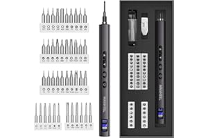 MAVHTEL Electric Screwdriver Set, 45 in 1 Mini Cordless Precision Screwdriver, Anti-slip Handle, LED Lighting, Digital display, Dual-speed Adjustment, Long Battery Life, A Magnetic Work Mat