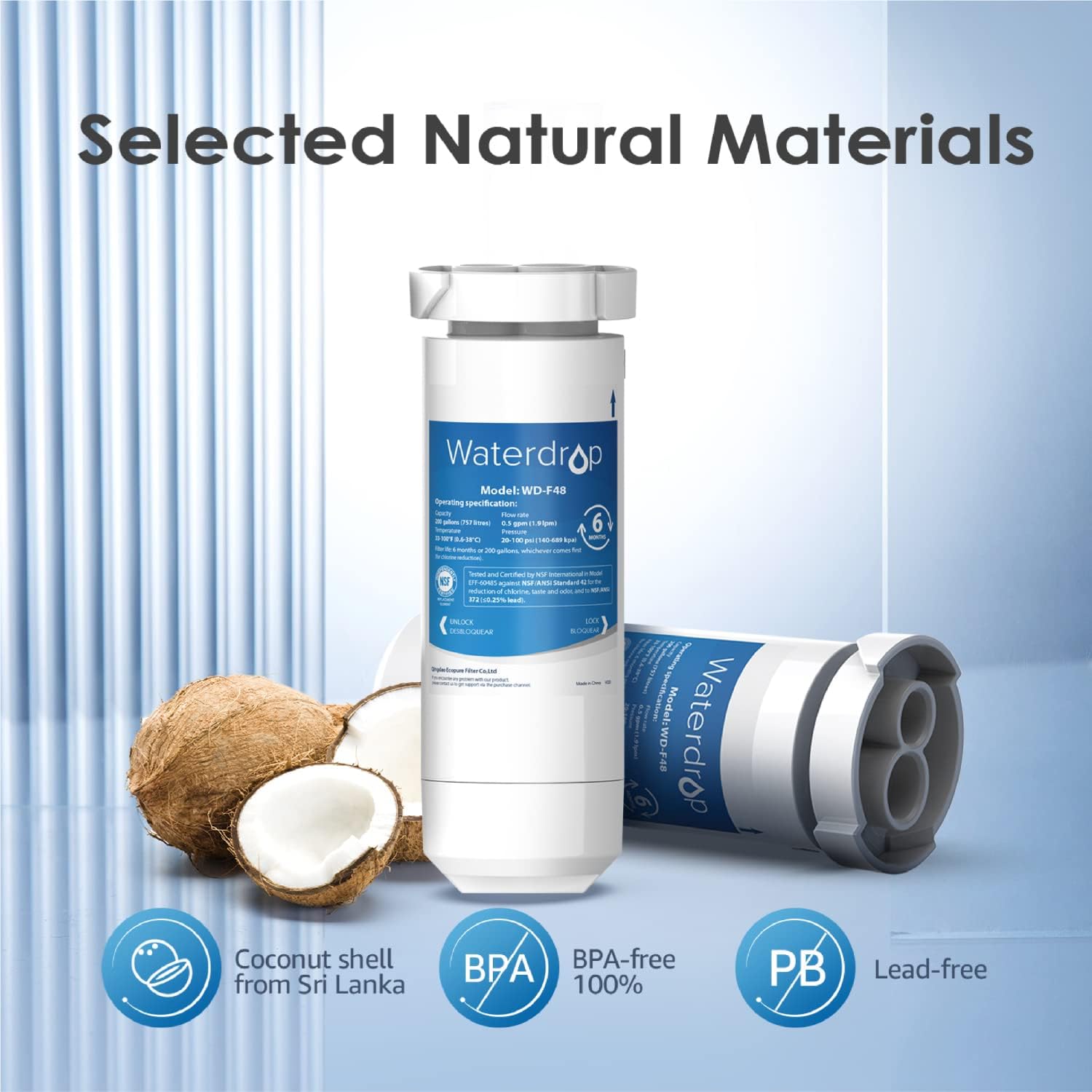Waterdrop XWF Replacement for GE® XWF Refrigerator, GE® XWF Water Filter, WR17X30702, 3 Filters（Not XWFE®)