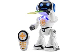 TOP RACE Programmable LED RC Robot Toys - Interactive 12-inch Tall Dancing and Talking Robot for Kids