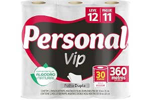 Personal VIP - Papel Higiênico, Folha Dupla, 12 unidades (Embalagem pode variar)