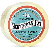 Gentleman Jon Sandalwood Shaving Soap - 2.25oz Premium Men's Wet Shave Puck | Mens Shaving Soap, Sandalwood Scented, Creates Thick &amp; Creamy Lather, Nourishes, Hydrates &amp; Protects Skin from Irritation