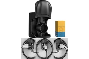 ECOTOME EV Charger Holder Wall Mount J1772 Holder for All J1772 EVs, EV Charging Cable Holder & Nozzle Holster Dock Combo, Unique Swivel EV Cable Holder for SAE J1772 Charger Organizer