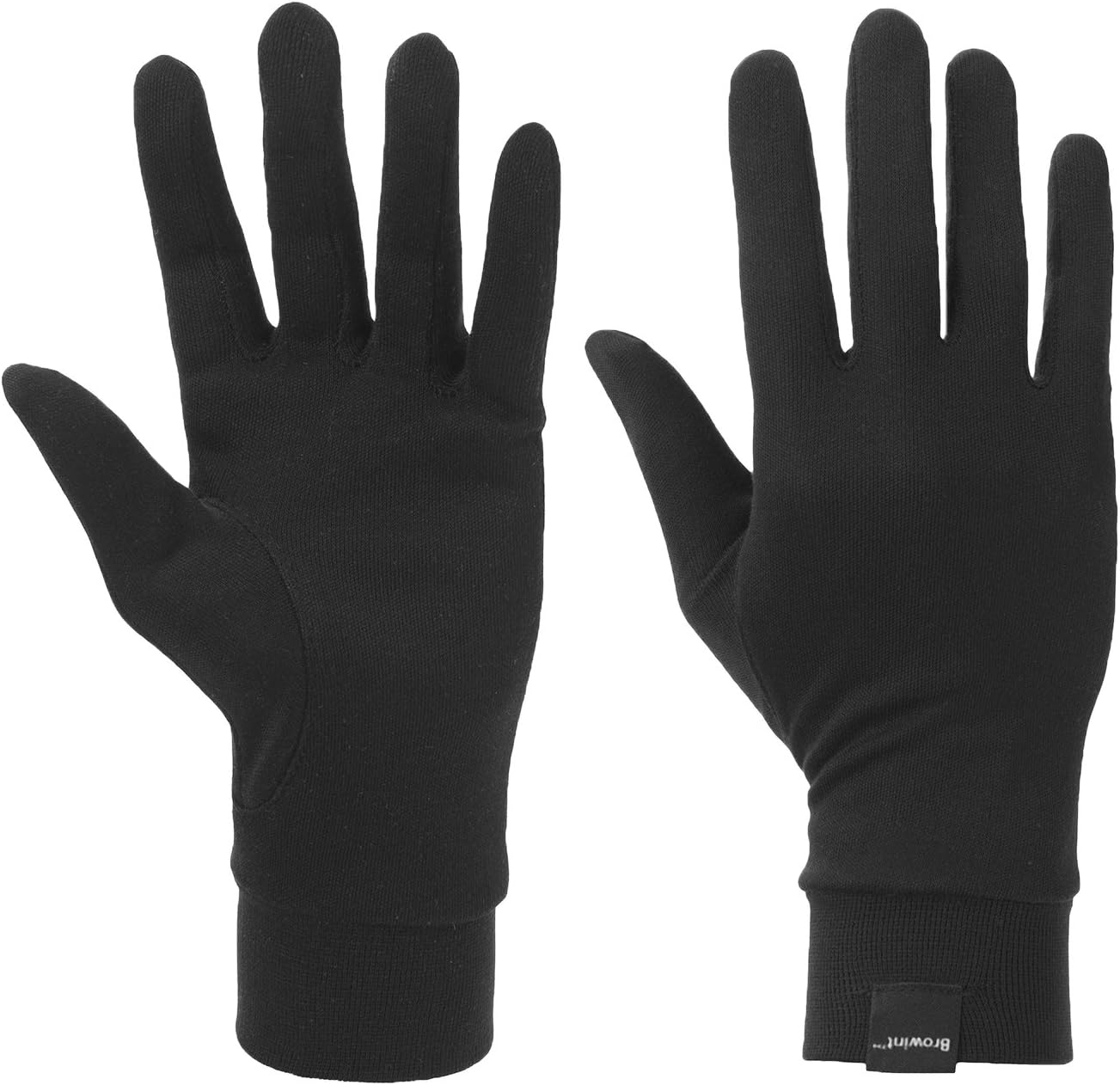 Browint Silk Glove Liners for Cold Weather Black Unisex Thermal Silk Gloves S M L XL XXL
