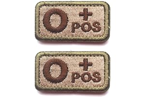2 PCS AliPlus Blood Type Patches O+ Positive POS Patches Embroidered Tactical Morale Patch Hook and Loop(O+)
