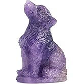 LEADGEM 2" Amethyst Crystal Wolf Figurine Gem Wolves Figurine Healing Stones Statue Carved Wolf Sculpture Ornaments Decor Gifts
