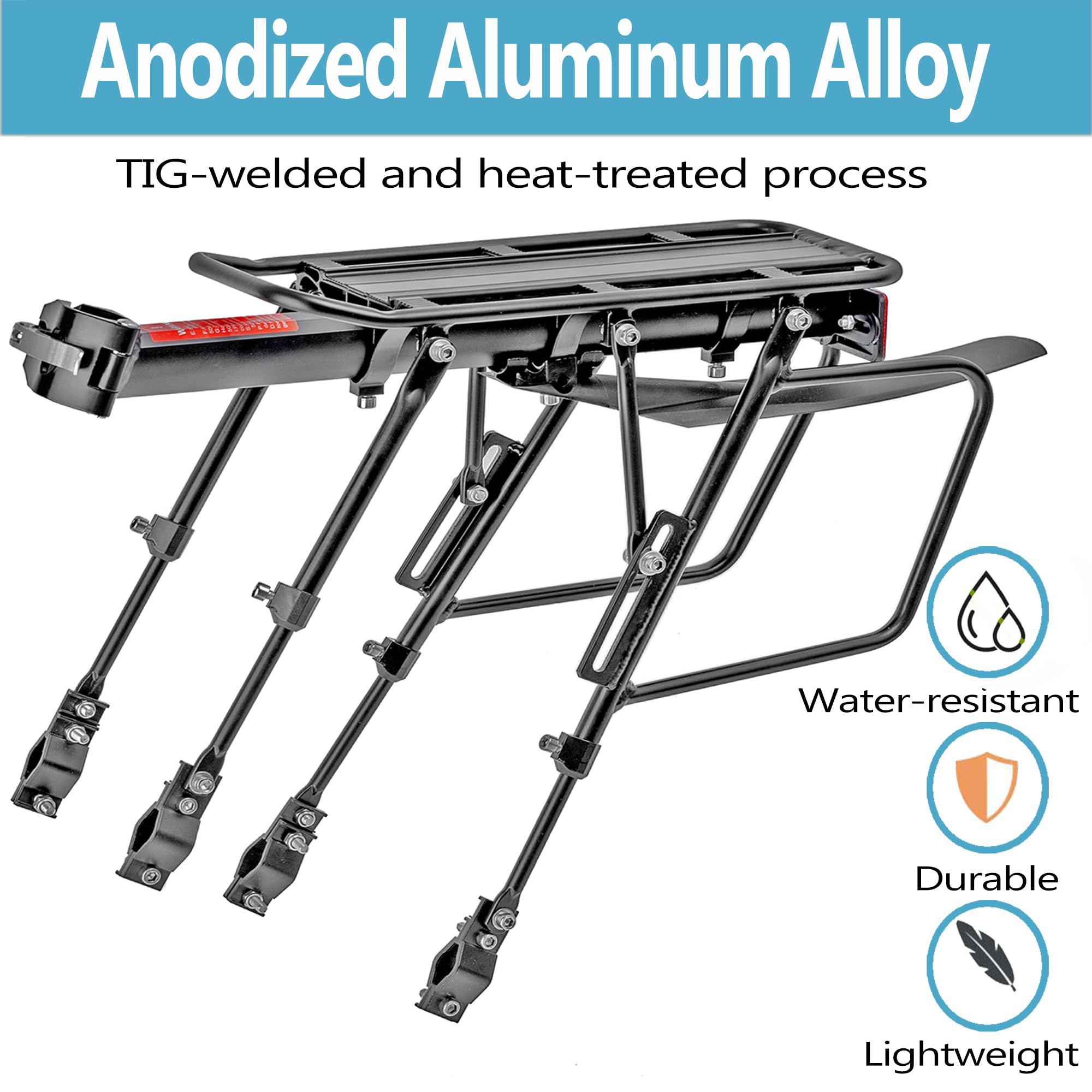 Cargo Rack For Road Bike Mua Rear Bike Rack,310 LB Capacity Solid Bearings Bike Cargo Rack w ...