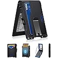 GHUKY Wallet for Men, Minimalist Slim Mens Wallet with Money Clip, RFID Blocking Smart Pop Up Card Wallet with ID Window, Compact Bifold Wallet, Metal Aluminum Credit Card Holder (Black)