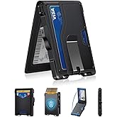 GHUKY Wallet for Men, Minimalist Slim Mens Wallet with Money Clip, RFID Blocking Smart Pop Up Card Wallet with ID Window, Compact Bifold Wallet,Metal Aluminum Credit Card Holder