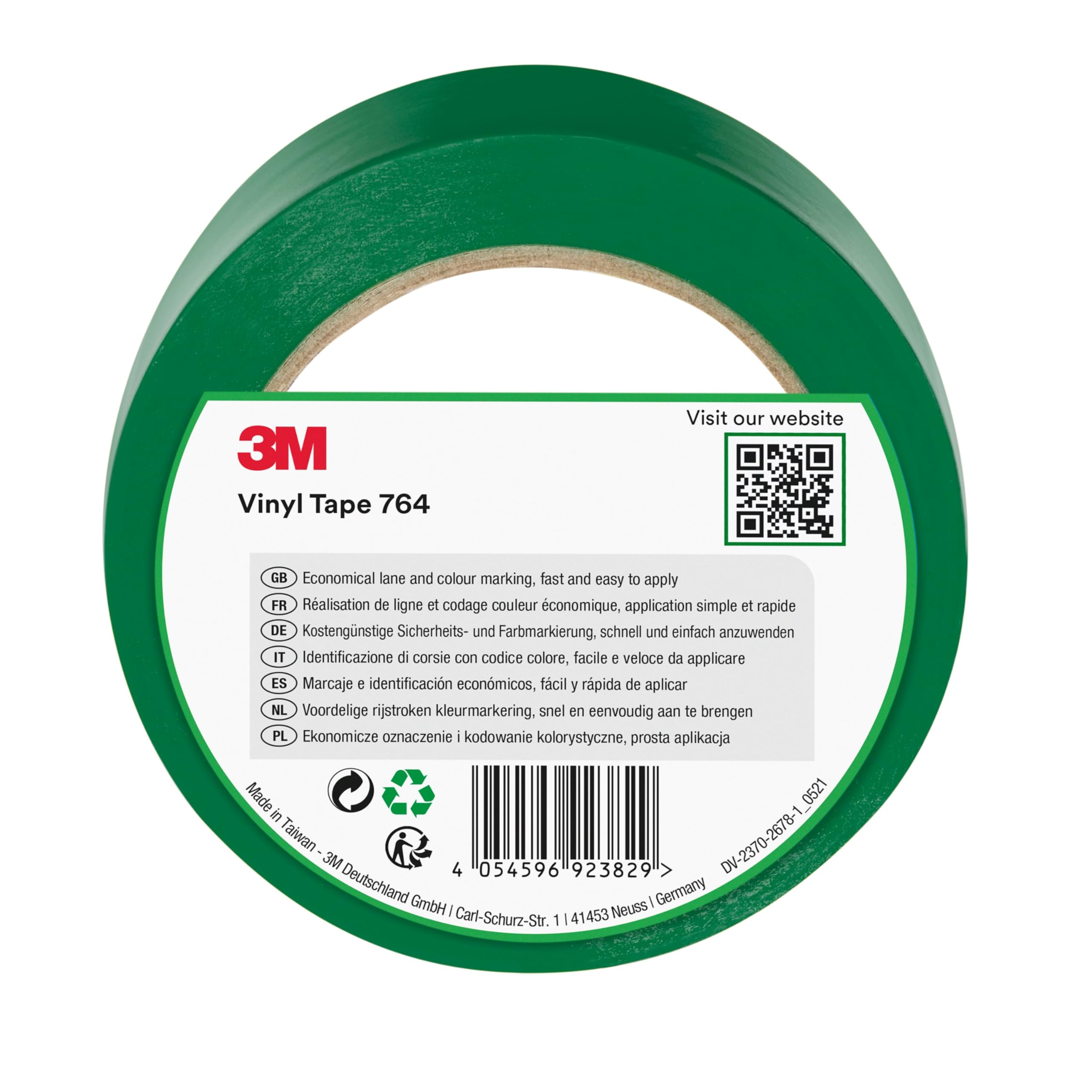 3M General Purpose Vinyl Tape 764i, 50 mm x 33 m, Green