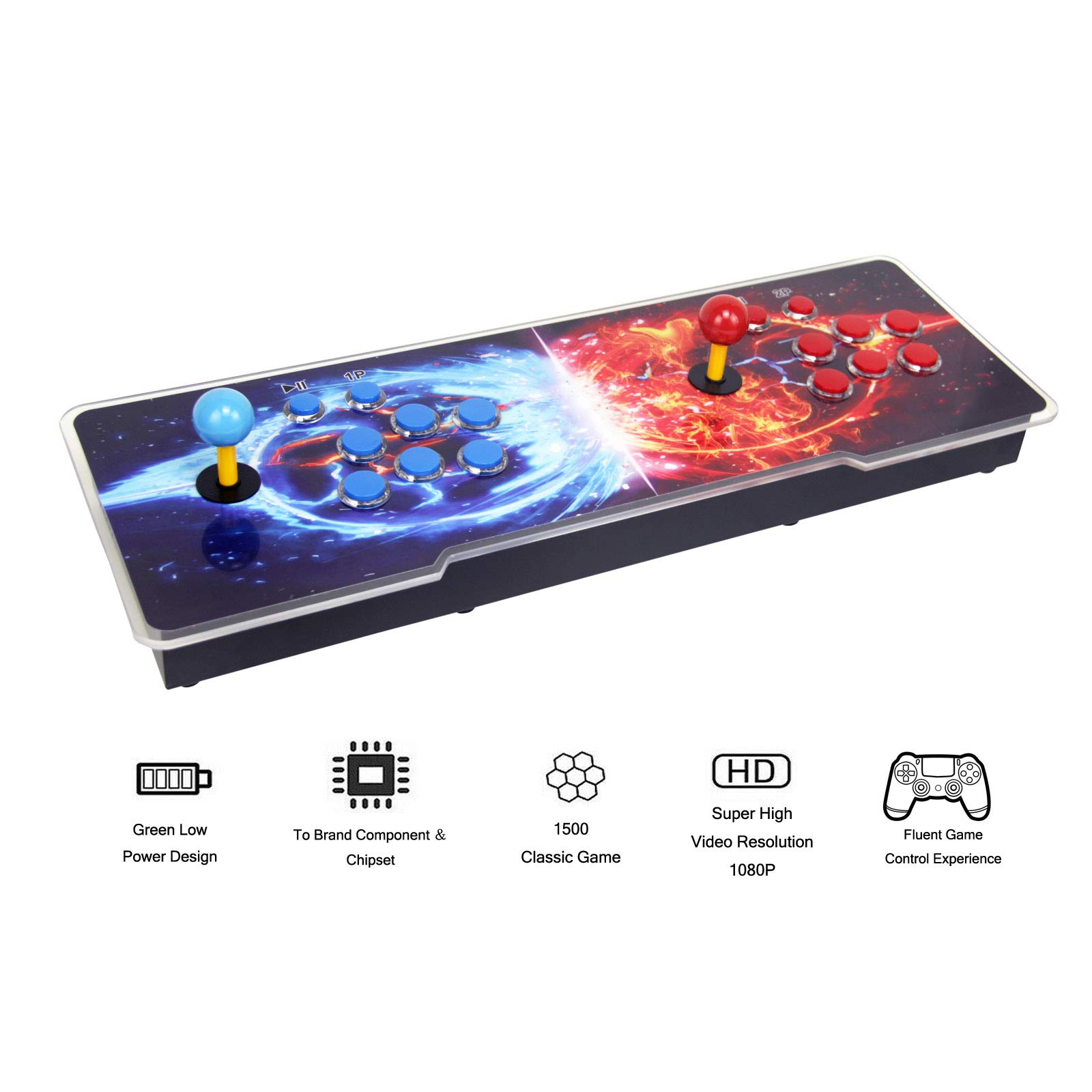 SupYaque Pandora Box Arcade Console - 26800 Built-in Retro Classic Video Games, 1-4 Players, Search & Favorite List, 1280x720P Output with Double Players Control Joystick