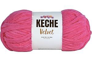 Keche Velvet Yarn for Crocheting, Soft Chenille Bulky Baby Blanket Amigurumi Yarn 100 gr (132 yds) - Hot Pink