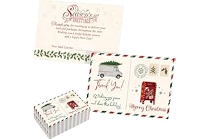 Funrous 120 Pcs Christmas Mailbox Mail Carrier Thank You Cards Xmas Season's Greeting for Mail Customers Holiday Appreciation Postcard with Festive Design Christmas Letter Carrier Supplies, 4 x 6 Inch